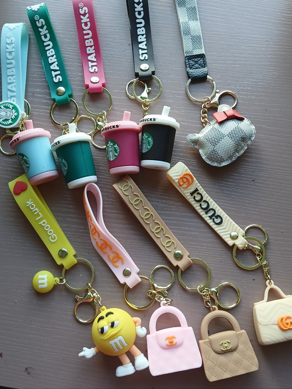 Heavy Duty 8" Bag Charms / Keychains - Starbucks, M&M, Designer Inspired NEW
